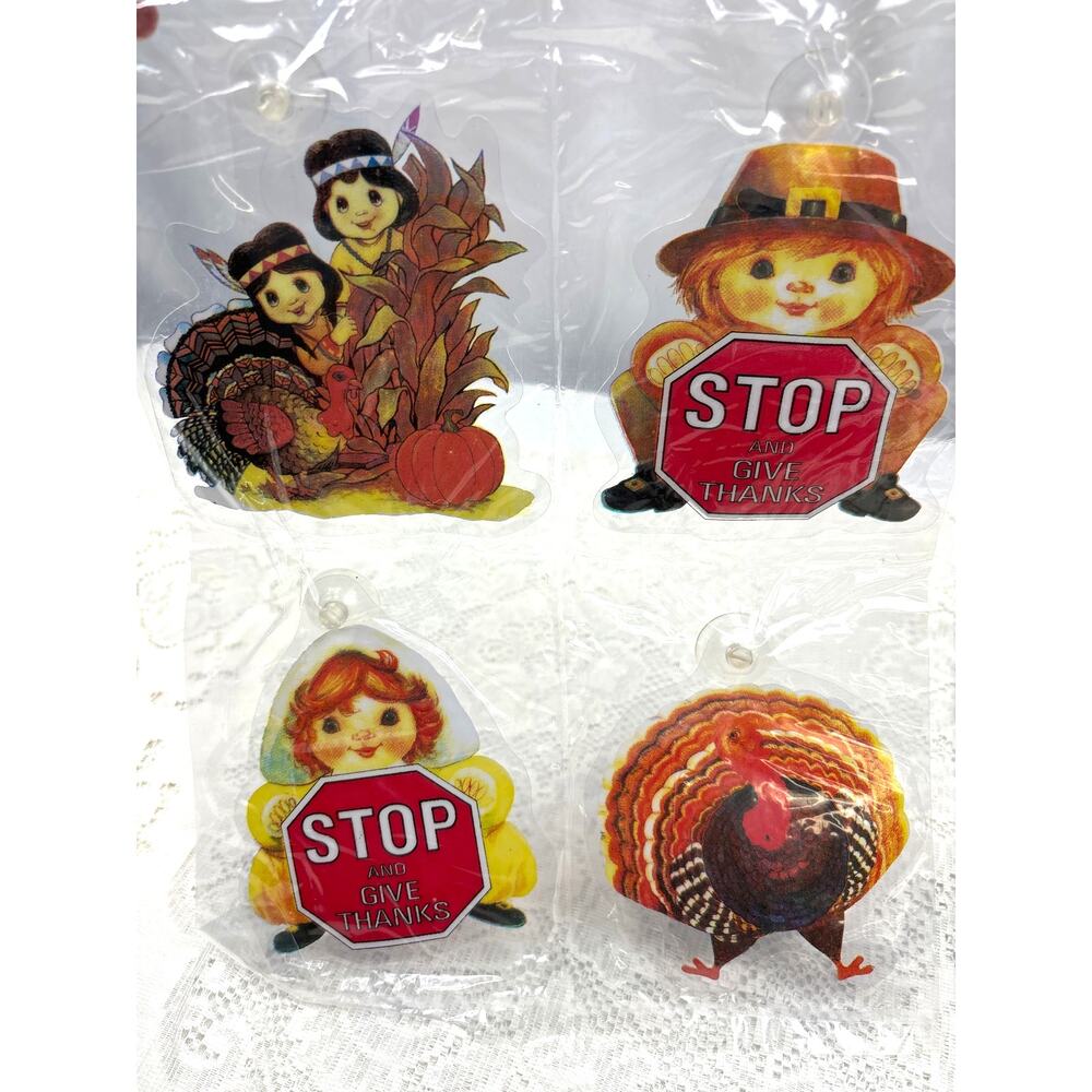 Thanksgiving Window Stick-ups Set of Two New in Package Vintage 1990s